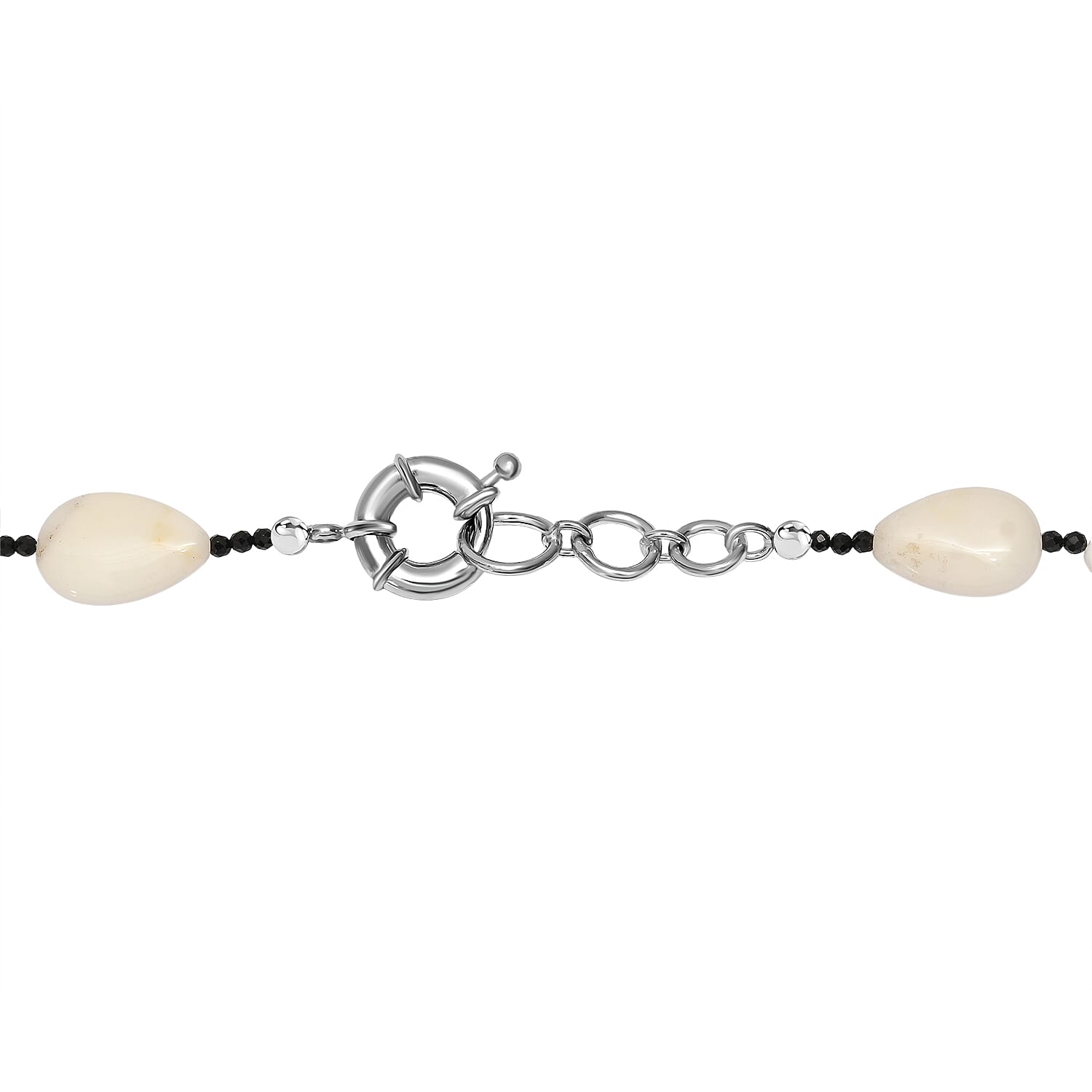 EverTrue - Black Spinel & White Opal Necklace (Size - 18-1 Ext) in Silver Tone 170.00 Ct.