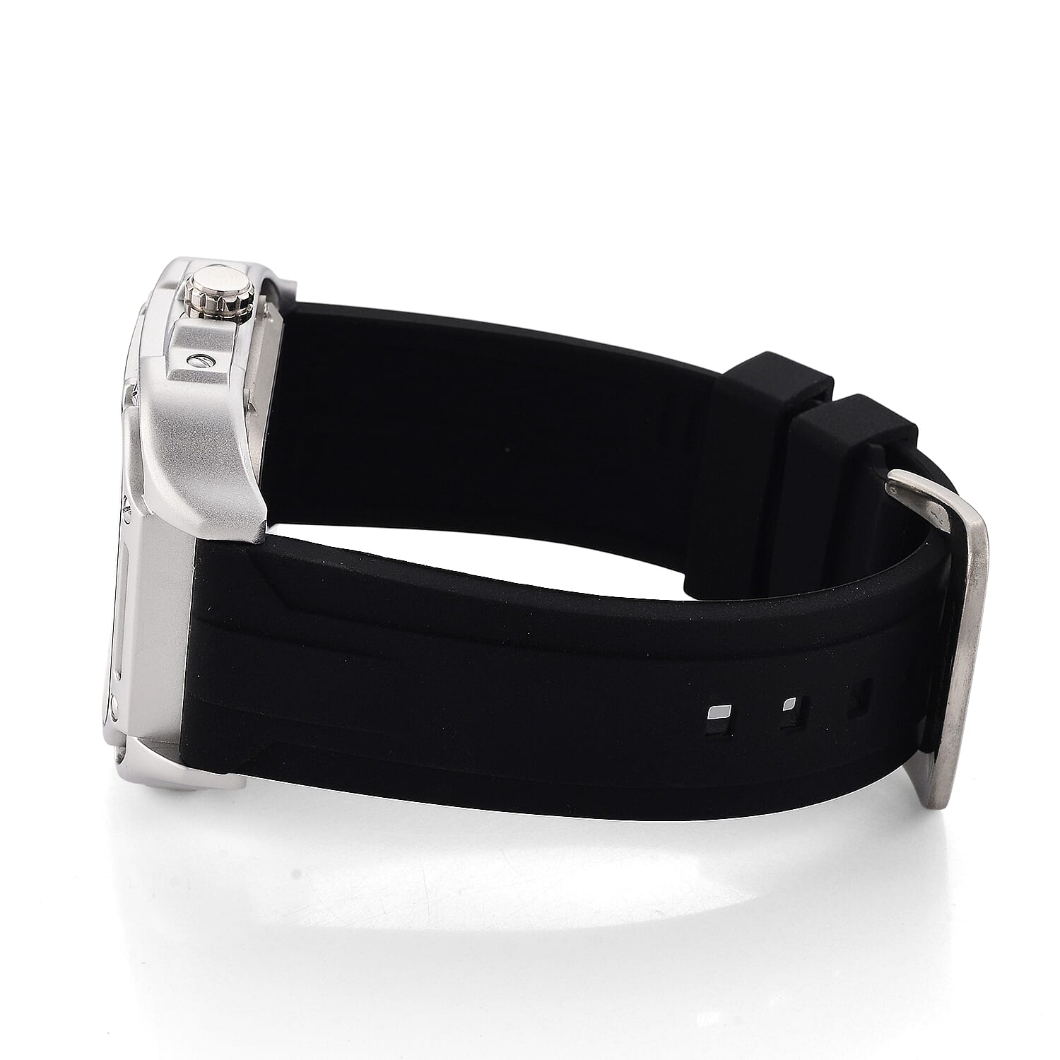 WILLIAM HUNT Automatic 3ATM WR Silver Hollow Dial & Silver Case Watch with Black Silicone Strap