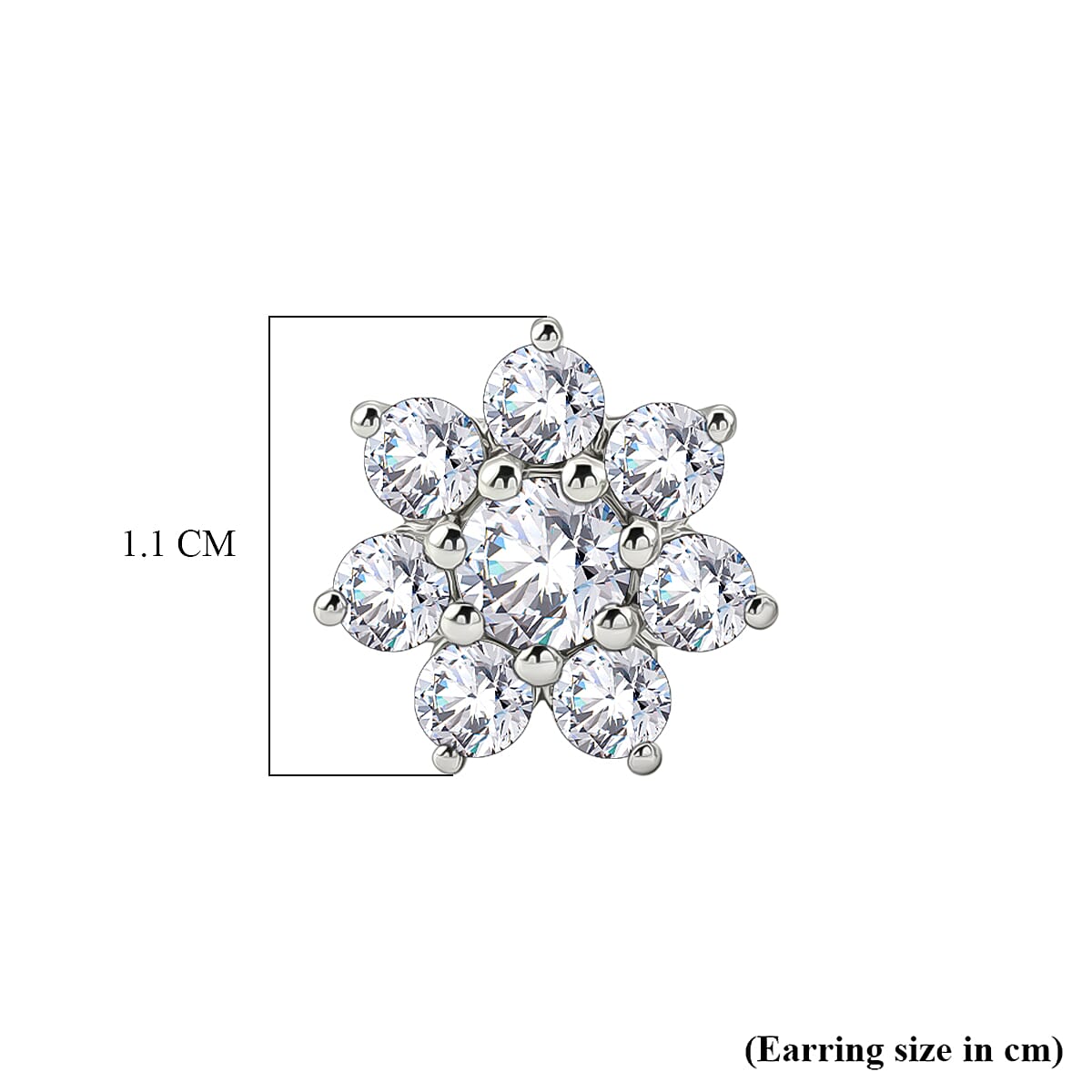 D'Joy - Moissanite Cluster Earring with Push Back in Platinum Overlay Sterling Silver 1.62 Ct.