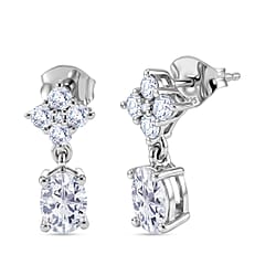 D'Joy - Moissanite Dangling Earring with Push Back in Yellow Gold Plated Sterling Silver 2.14 Ct.