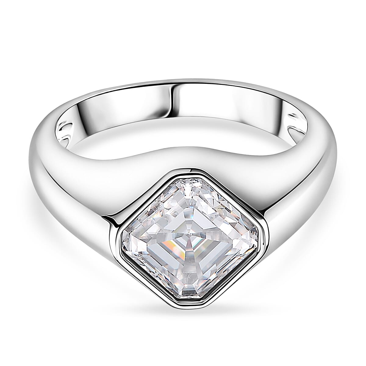 D'Joy - Moissanite Solitaire Ring in Rhodium Overlay Sterling Silver 2.80 Ct.