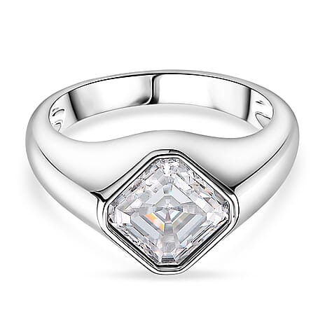 D'Joy - Moissanite Solitaire Ring in Rhodium Overlay Sterling Silver 2.80 Ct.