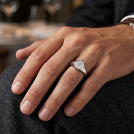 D'Joy - Moissanite Solitaire Ring in Rhodium Overlay Sterling Silver 2.80 Ct.