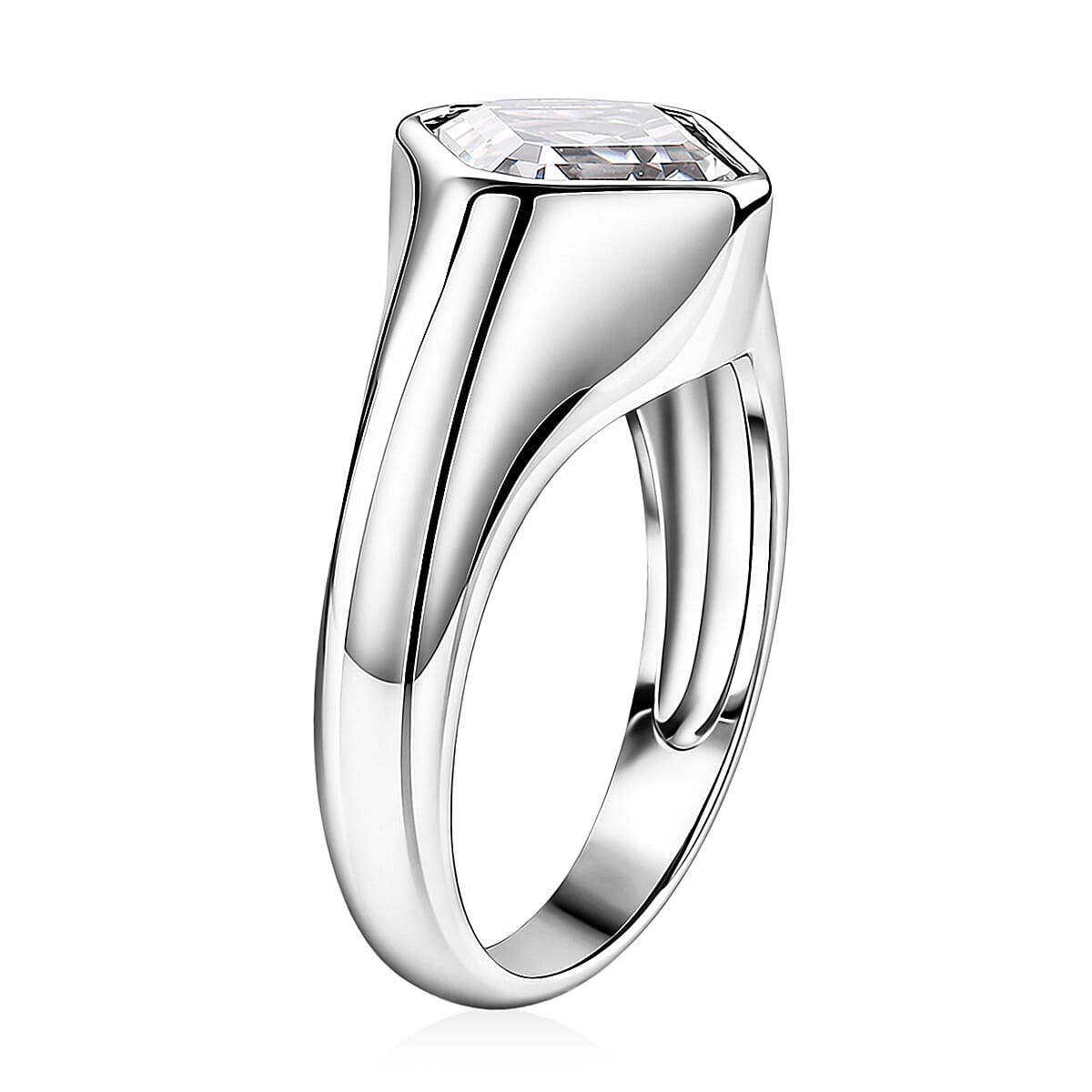 D'Joy - Moissanite Solitaire Ring in Rhodium Overlay Sterling Silver 2.80 Ct.