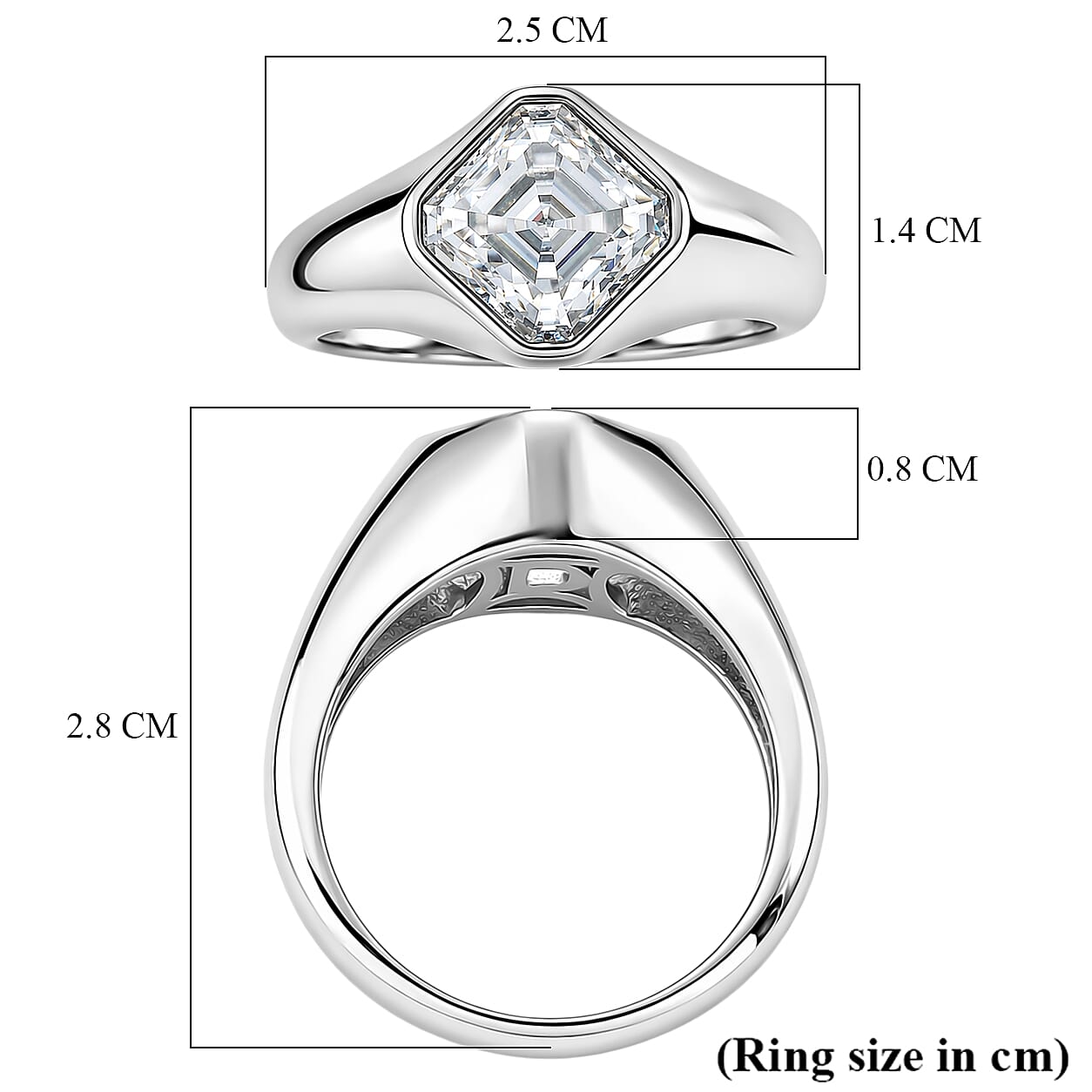 D'Joy - Moissanite Solitaire Ring in Rhodium Overlay Sterling Silver 2.80 Ct.