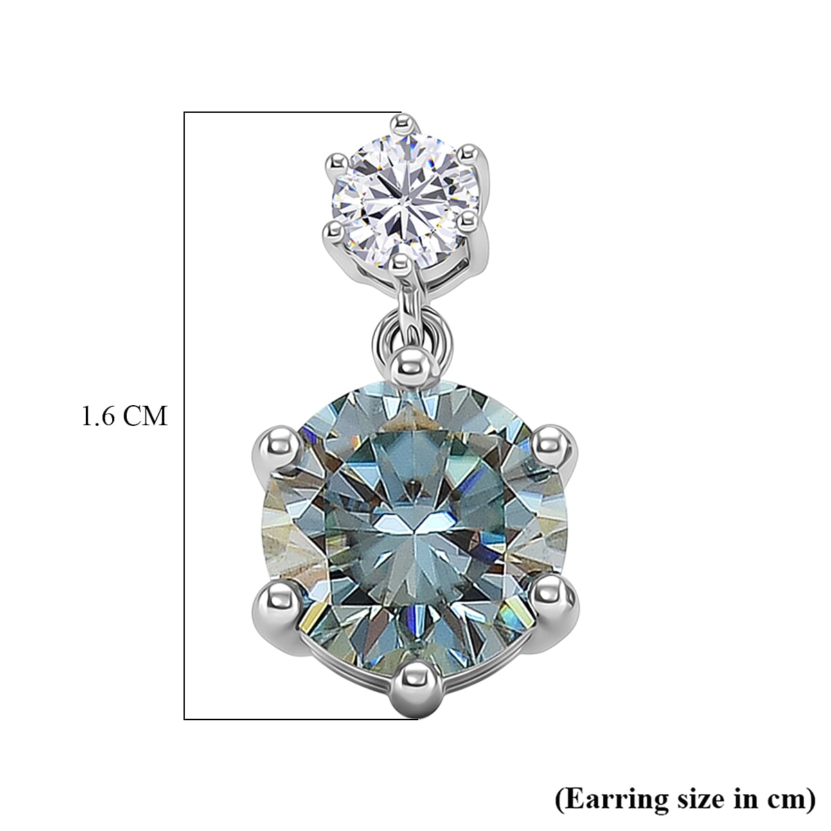 D'Joy - Paraiba Moissanite Dangling Push Back Earring in Rhodium Overlay Sterling Silver 4.30 Ct.