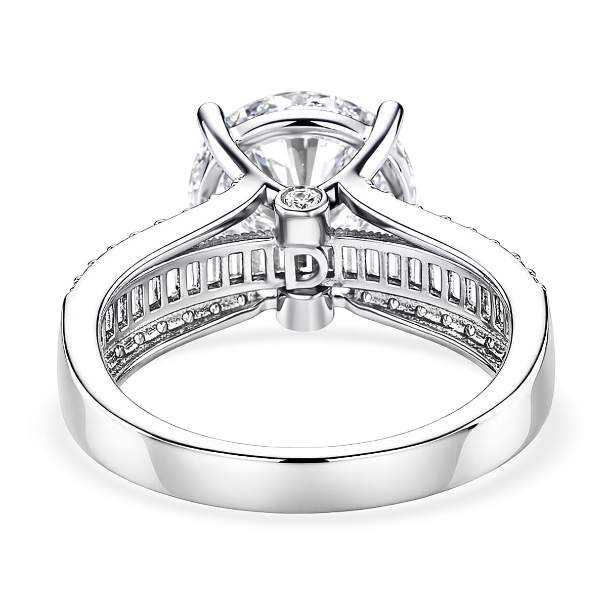 D'Joy - Moissanite Solitaire Ring in Rhodium Overlay Sterling Silver  6.22 Ct.
