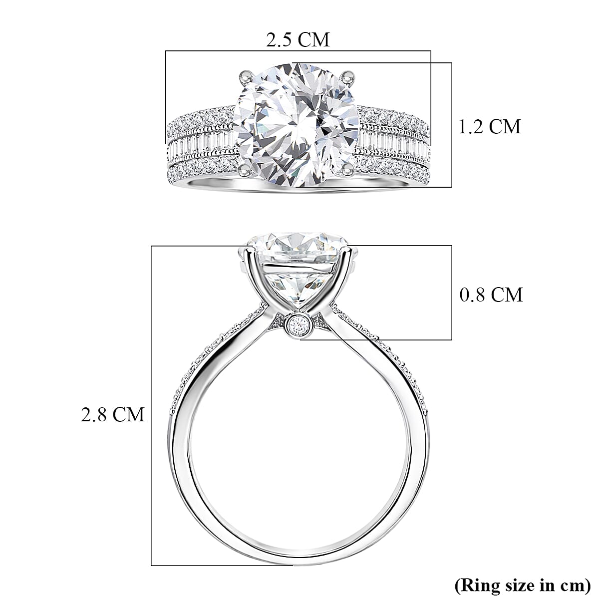 D'Joy - Moissanite Solitaire Ring in Rhodium Overlay Sterling Silver  6.22 Ct.