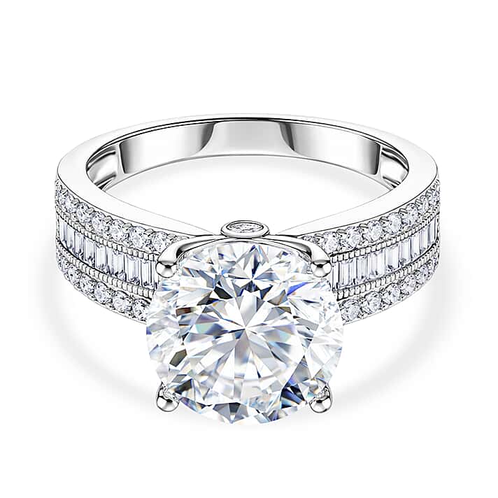 D'Joy - Moissanite Ring in Rhodium Overlay Sterling Silver 6.22 Ct.