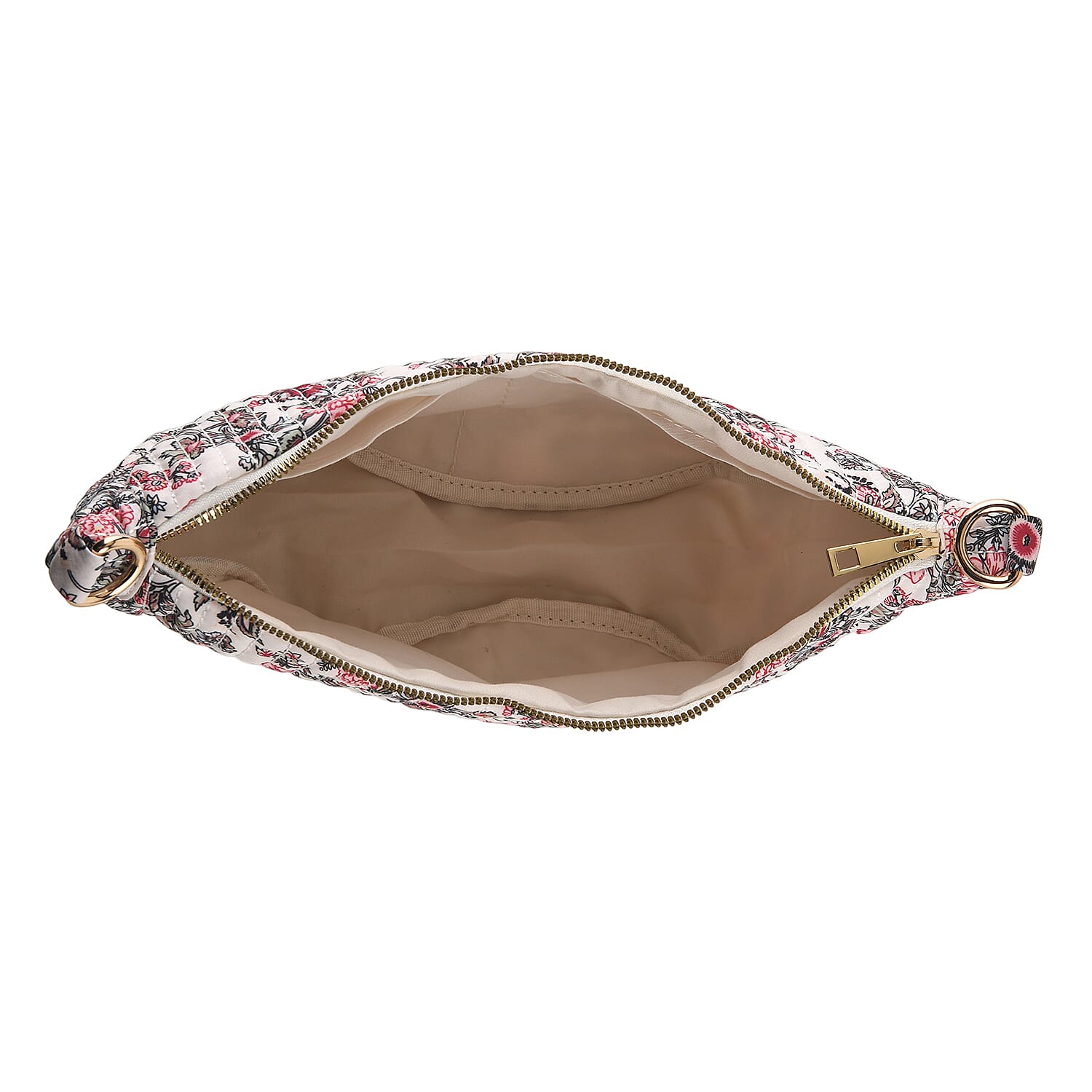 Floral Print Crescent Sling Bag - Beige