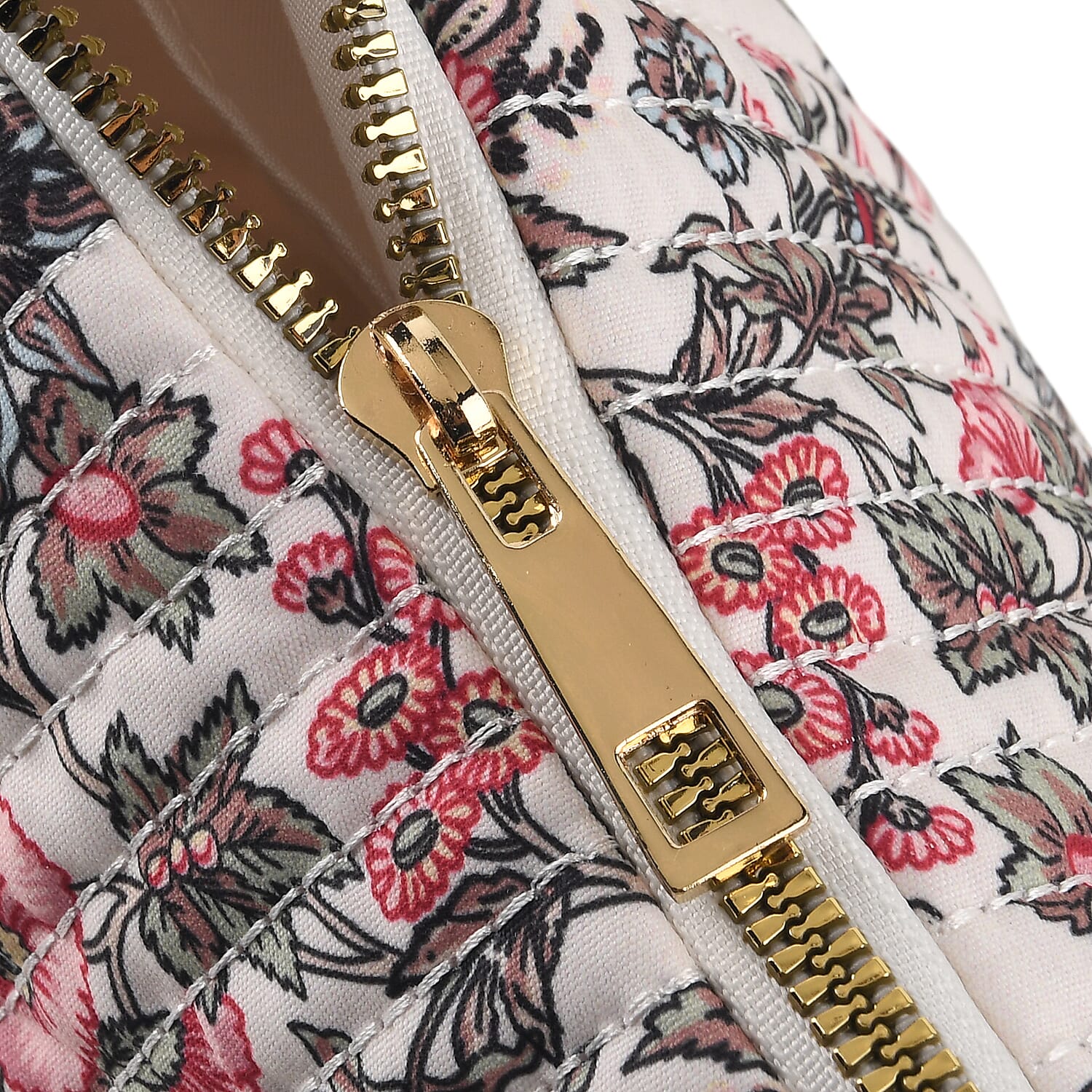 Floral Print Crescent Sling Bag - Beige