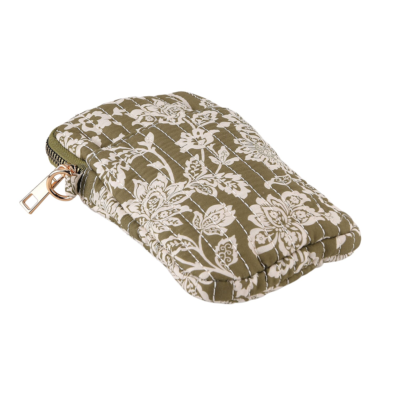 Flower Print Crossbody Phone Bag - Olive