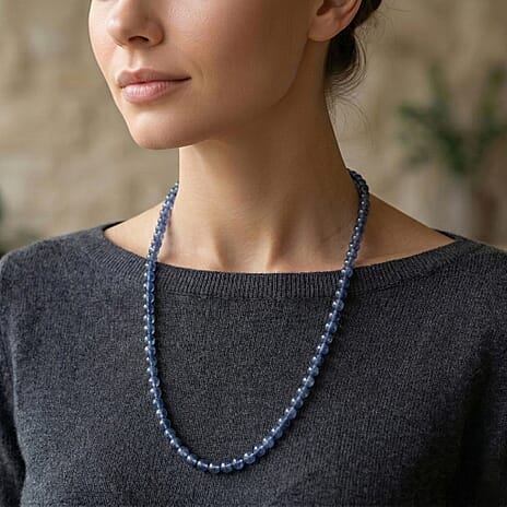 -One Time Deal- Santamaria Aquamarine Necklace (Size - 20-2 Ext)  in Rhodium Overlay Sterling Silver 60.00 Ct.