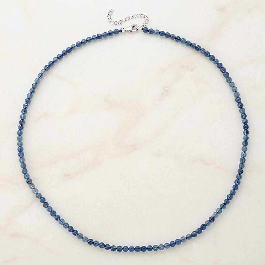 -One Time Deal- Santamaria Aquamarine Necklace (Size - 20-2 Ext)  in Rhodium Overlay Sterling Silver 60.00 Ct.