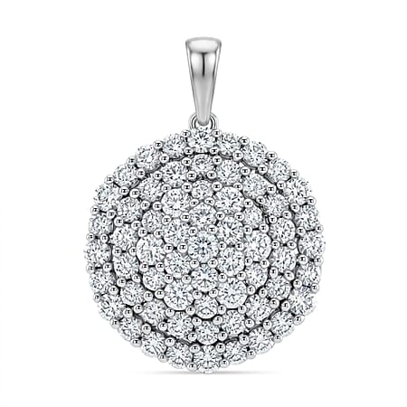 Hollywood Boulevard Collection - LUXURIANT 3 Ct. Lab Grown Diamond Cluster Pendant in Platinum Overlay Sterling Silver (SI-G-H)
