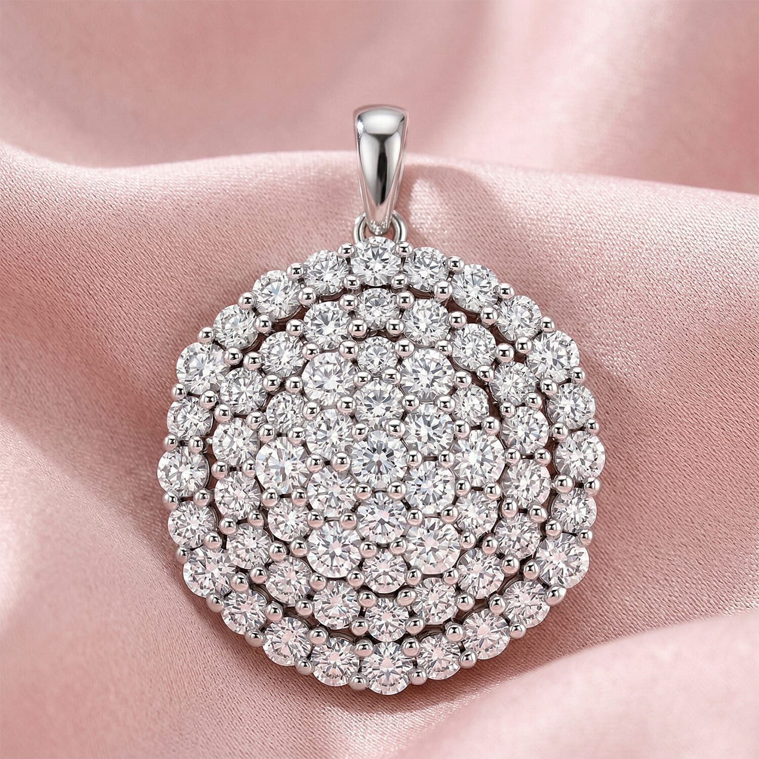 Hollywood Boulevard Collection - Luxuriant Lab Grown Diamond (Si-G-H) Fancy Pendant in Platinum Overlay Sterling Silver 3.000  Ct.