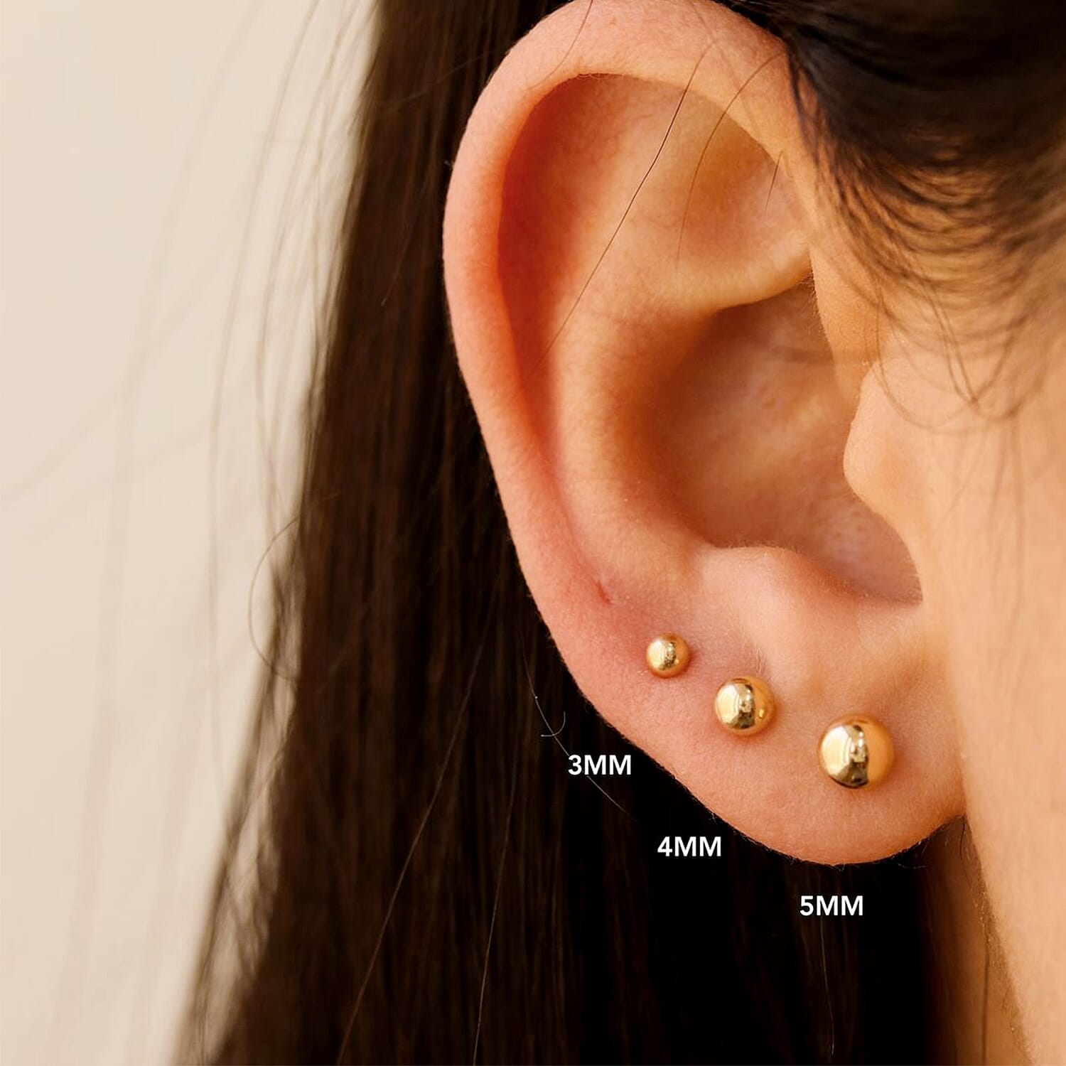 9K Yellow Gold Ball Stud Earrings