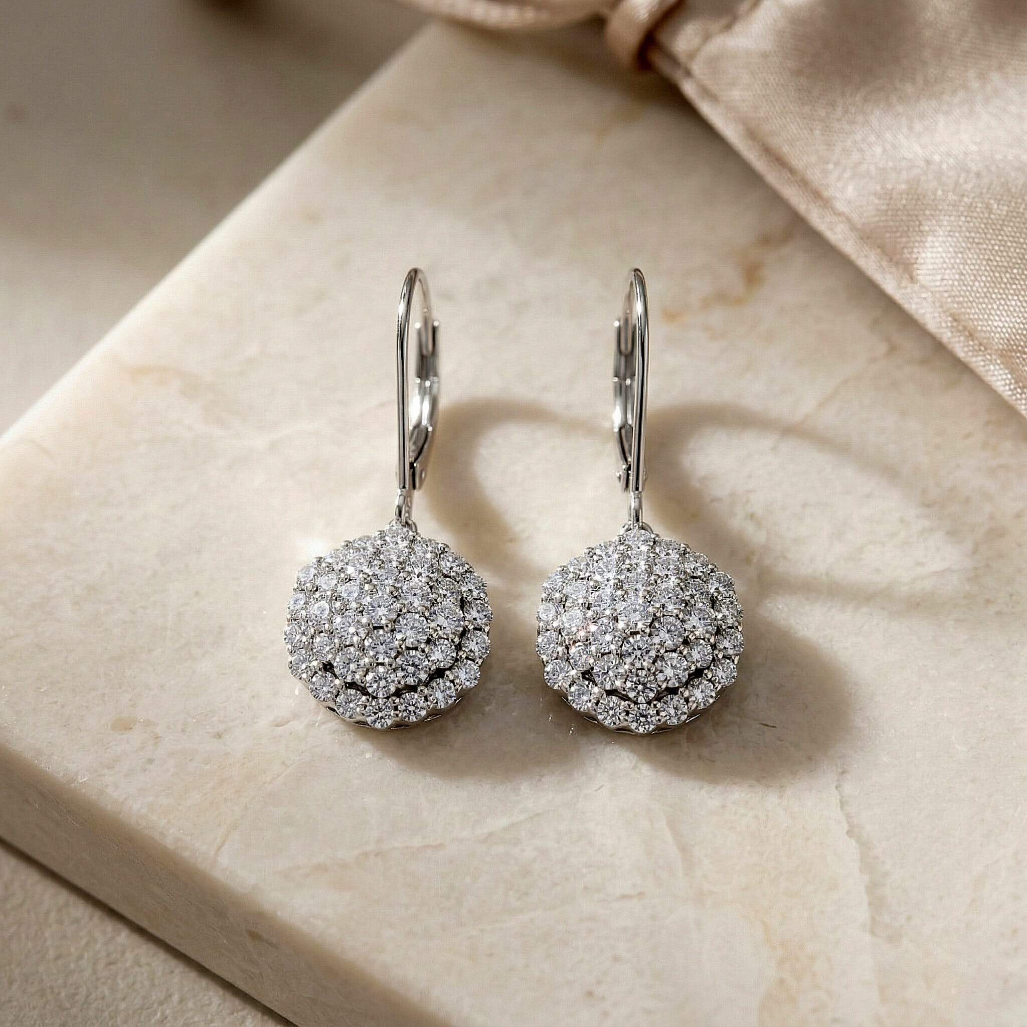 Luxuriant - Lab Grown Diamond (SI) Pressure Set Earring with Lever Back in Rhodium Overlay Sterling Silver 3.00 Ct.