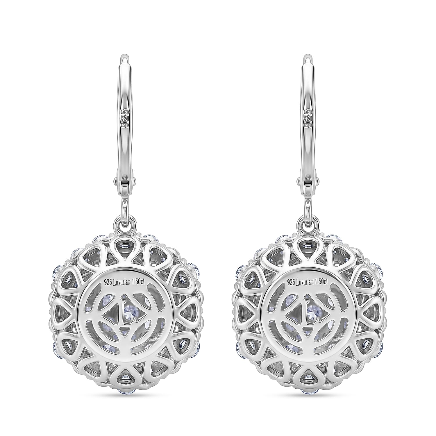 Luxuriant - Lab Grown Diamond (SI) Pressure Set Earring with Lever Back in Rhodium Overlay Sterling Silver 3.00 Ct.