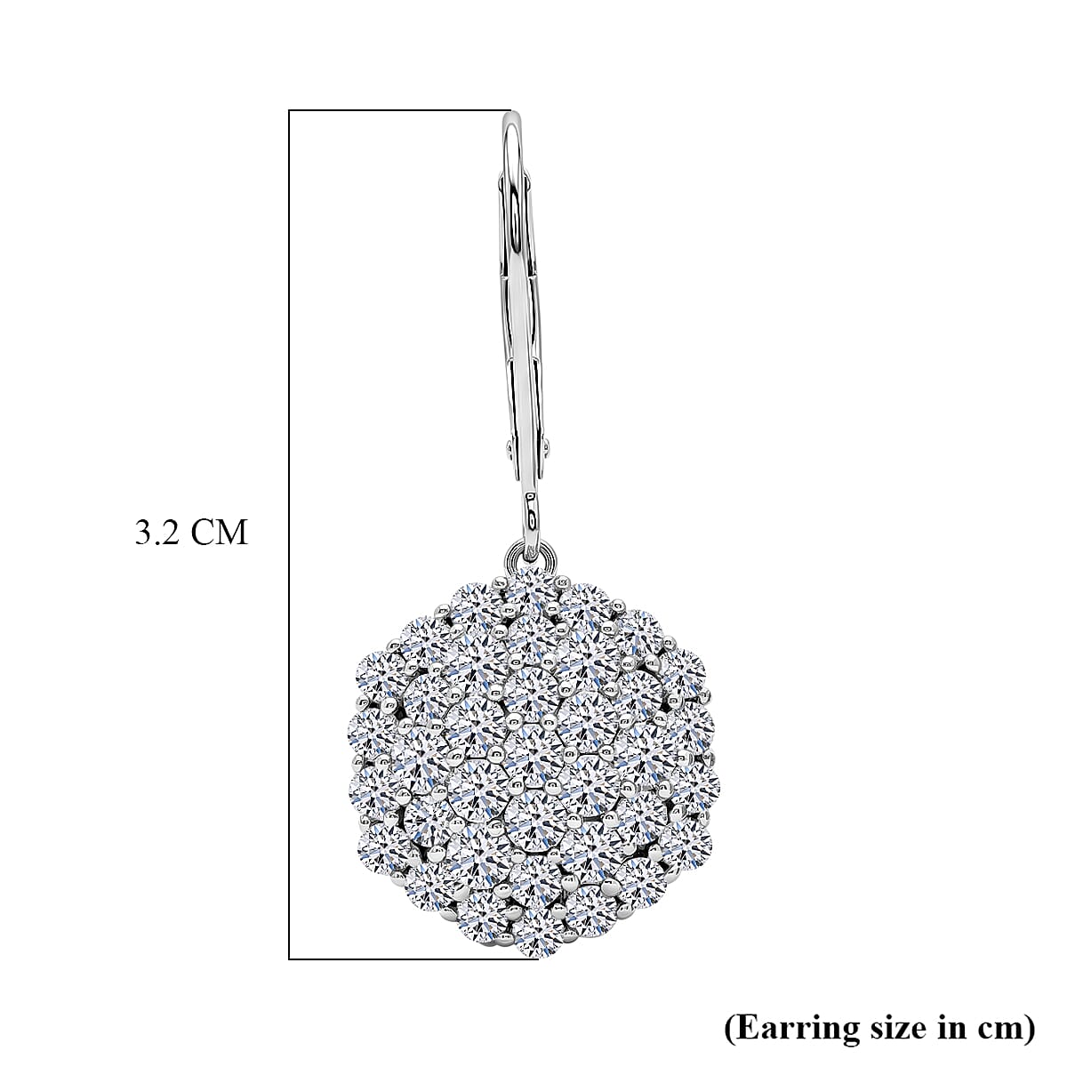 Luxuriant - Lab Grown Diamond (SI) Pressure Set Earring with Lever Back in Rhodium Overlay Sterling Silver 3.00 Ct.