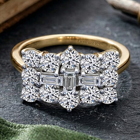 Luxuriant - Lab Grown Diamond (SI-G-H) Boat Ring in 18K Vermeil Yellow Gold Plated Sterling Silver 2.00 Ct