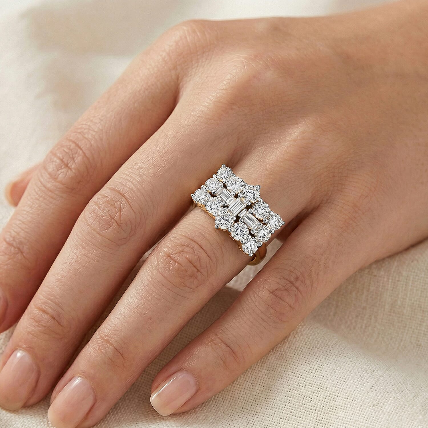 Luxuriant - Lab Grown Diamond (SI-G-H) Boat Ring in 18K Vermeil Yellow Gold Plated Sterling Silver 2.00 Ct.