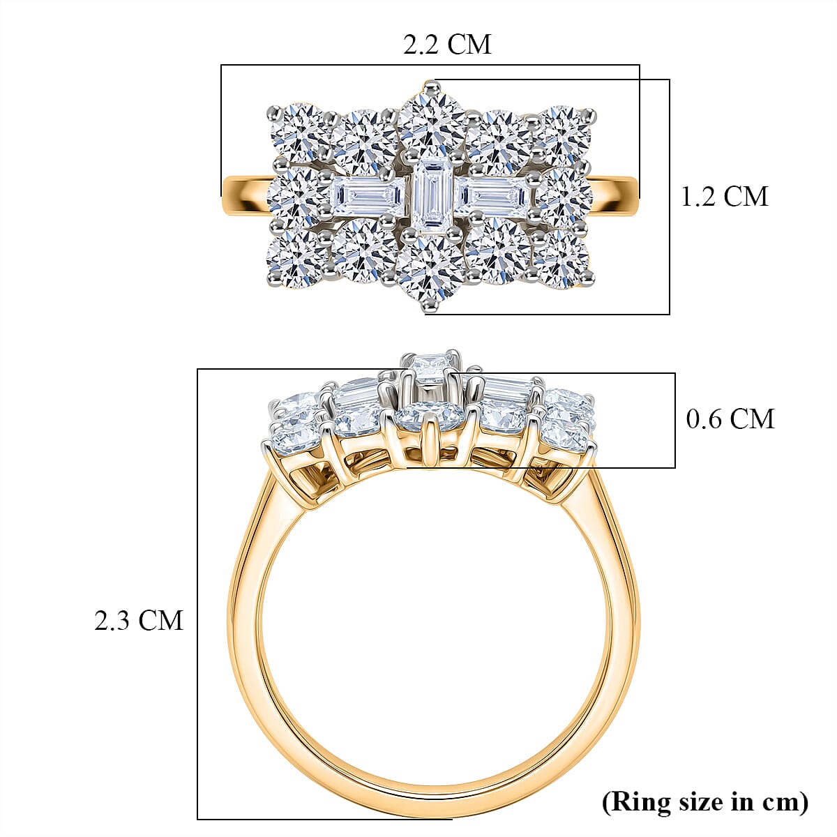 Luxuriant - Lab Grown Diamond (SI-G-H) Boat Ring in 18K Vermeil Yellow Gold Plated Sterling Silver 2.00 Ct