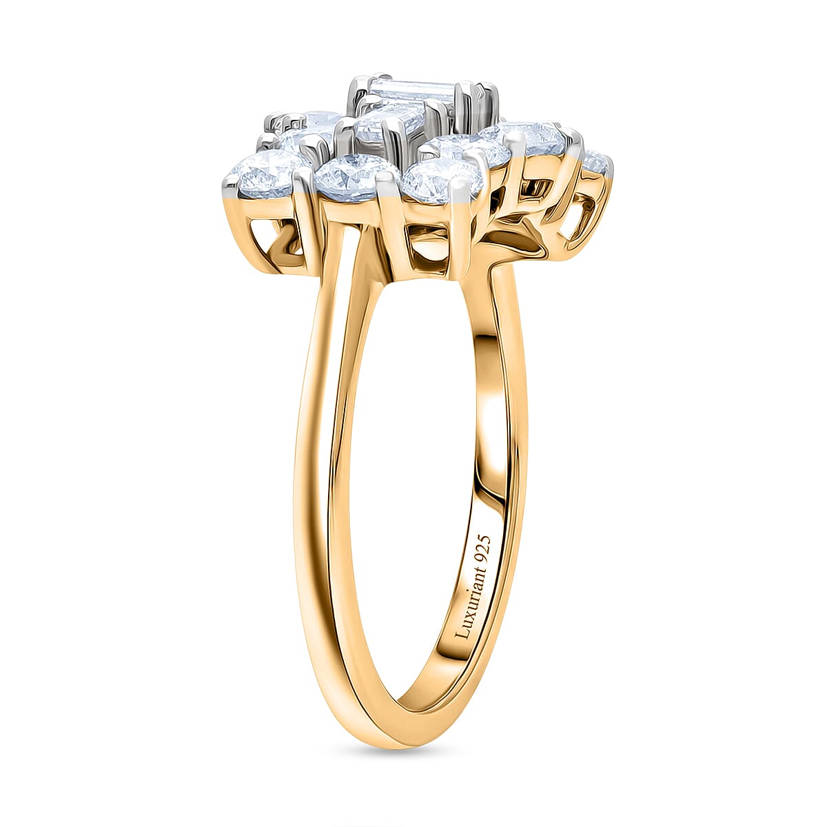 Luxuriant - Lab Grown Diamond (SI-G-H) Boat Ring in 18K Vermeil Yellow Gold Plated Sterling Silver 2.00 Ct.