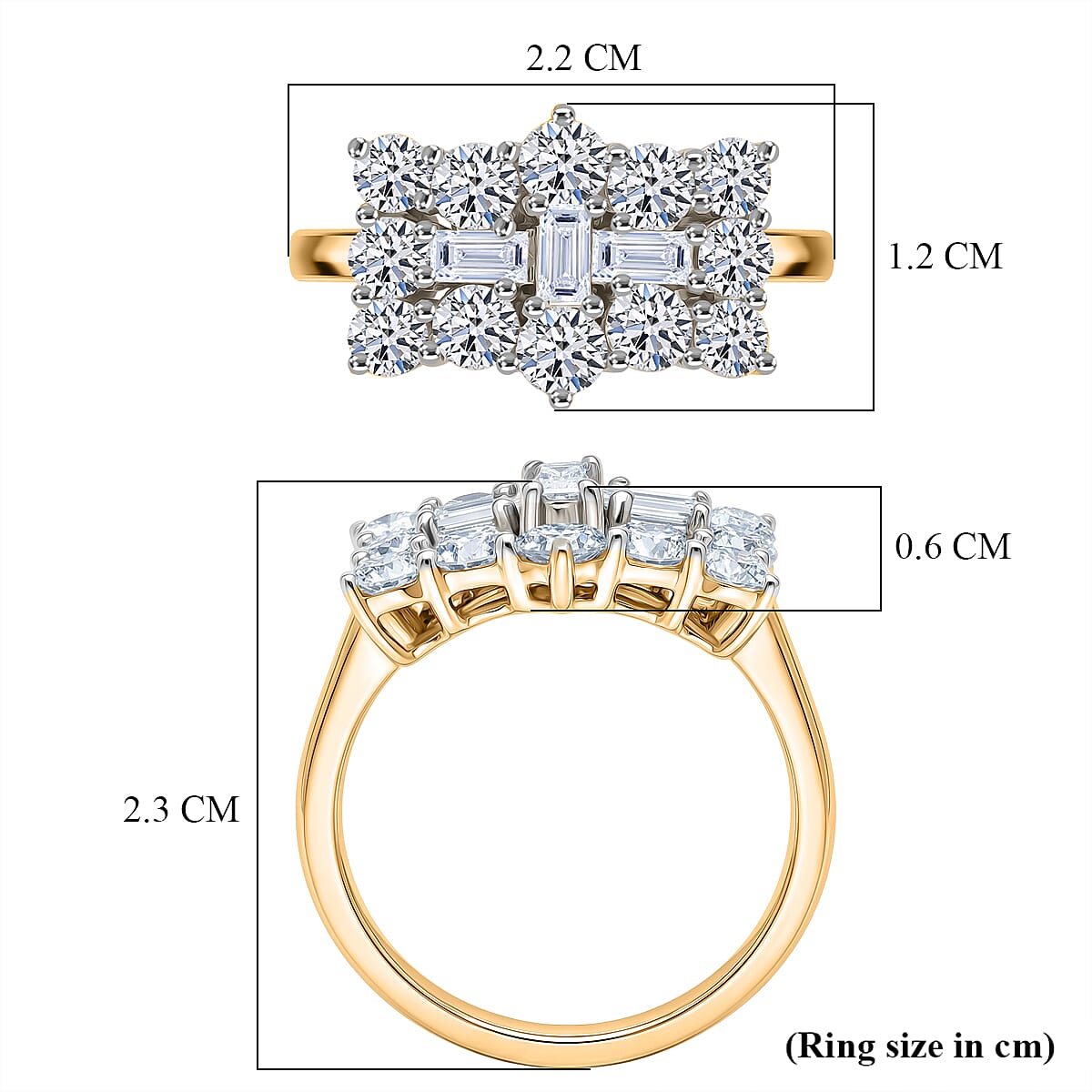 Luxuriant - Lab Grown Diamond (SI-G-H) Boat Ring in 18K Vermeil Yellow Gold Plated Sterling Silver 2.00 Ct.