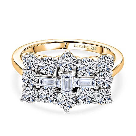 LUXURIANT 2 Ct. Lab Grown Diamond Boat Ring in 18K Vermeil Yellow Gold Over Sterling Silver&nbsp; &nbsp;(SI-G-H)