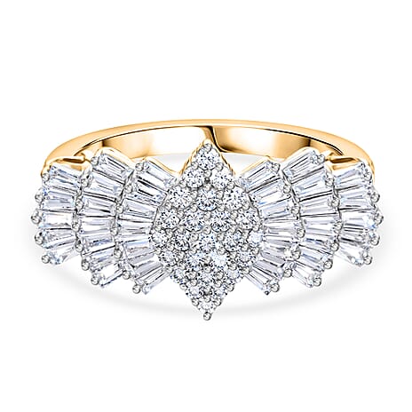 Luxuriant - Lab Grown Diamond (SI-G-H) Ballerina Ring in 18K Vermeil Yellow Gold Plated Sterling Silver 2.00 Ct.