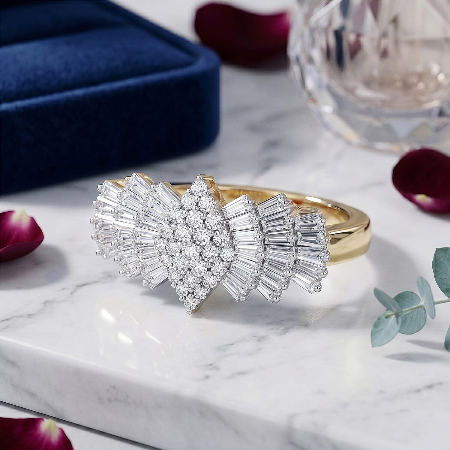 LUXURIANT- Lab Grown Diamond (SI) Ballerina Ring in Sterling Silver 2.00 Ct.