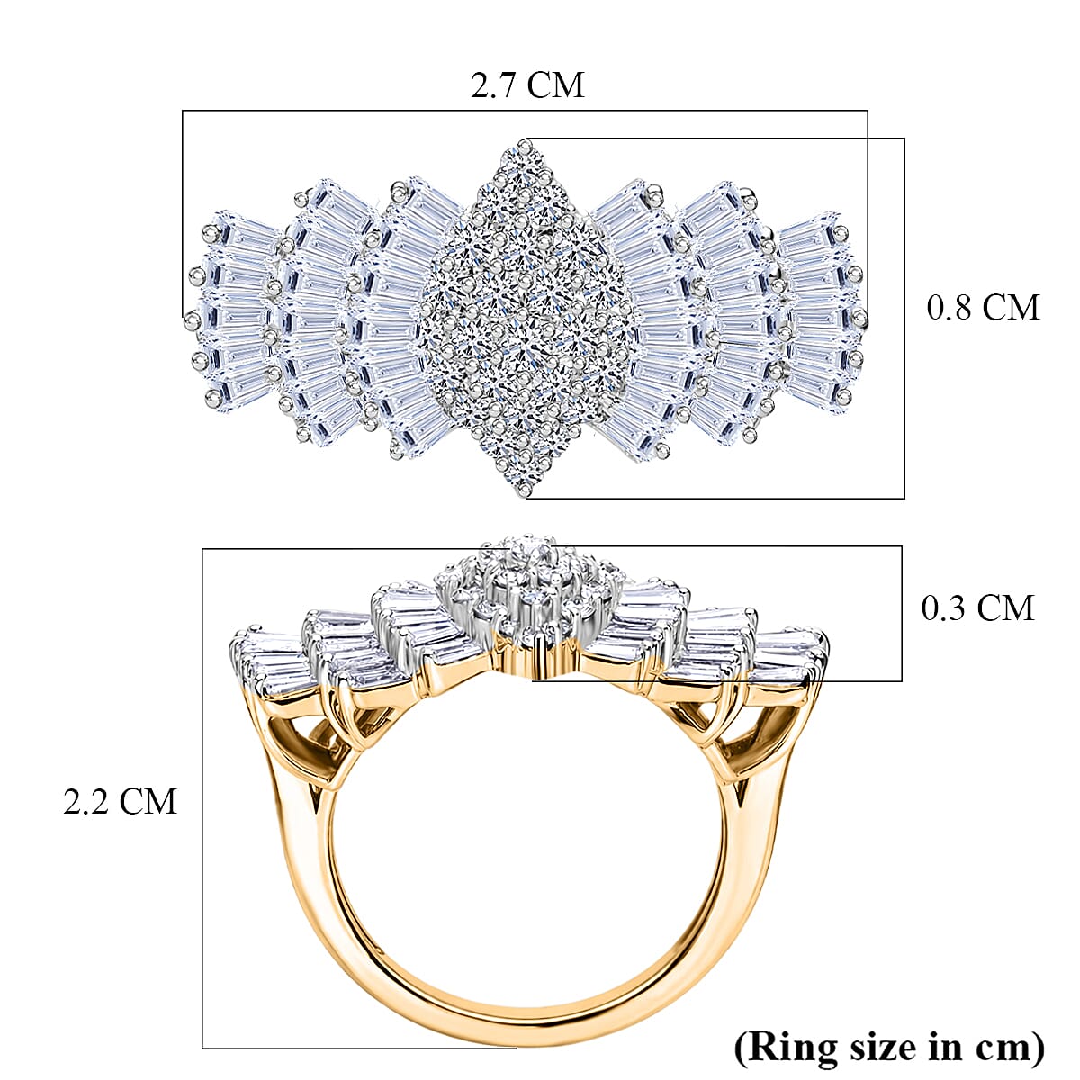 LUXURIANT- Lab Grown Diamond (SI) Ballerina Ring in Sterling Silver 2.00 Ct.