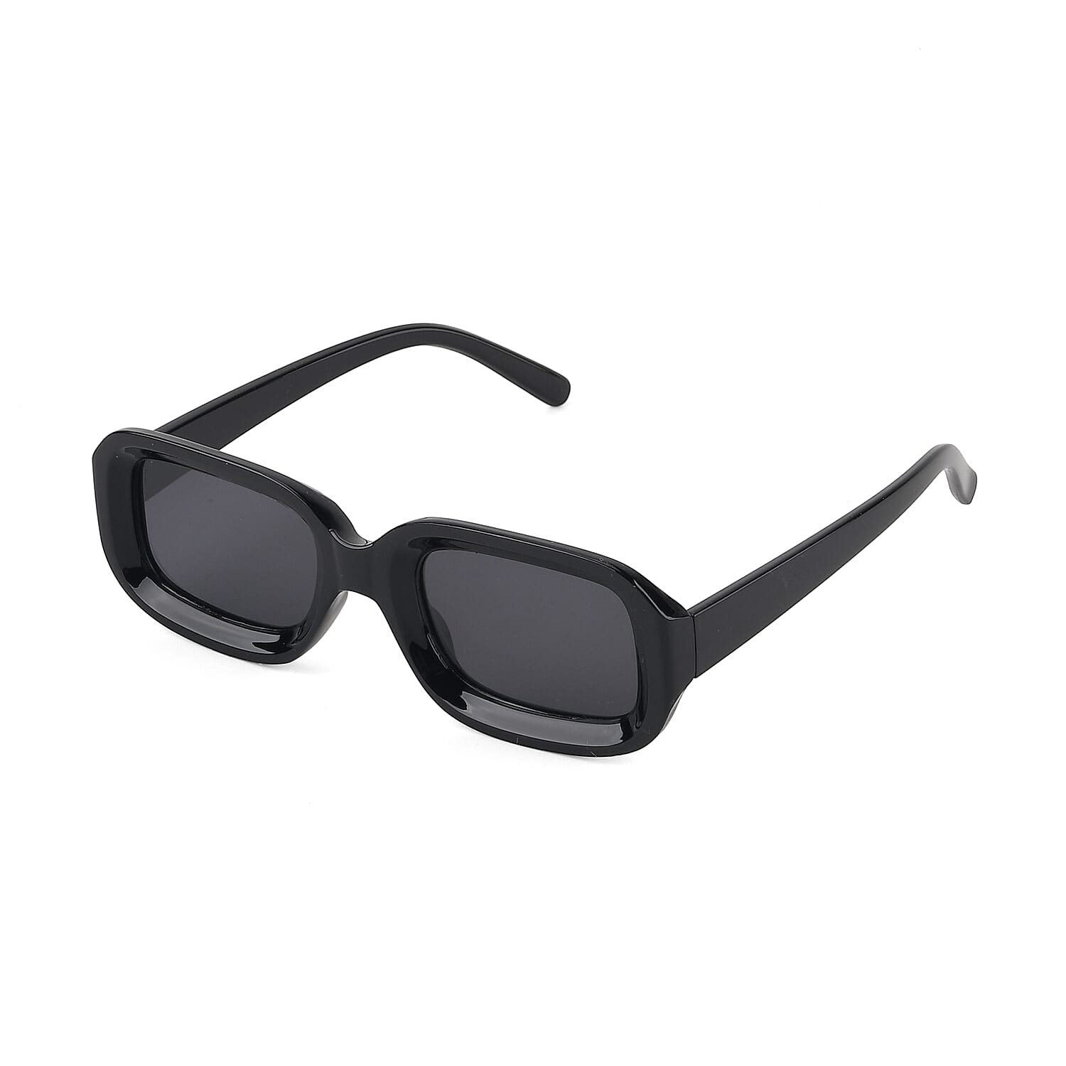 Retro Thick-Frame UV400 Protective Black Rectangle Sunglasses