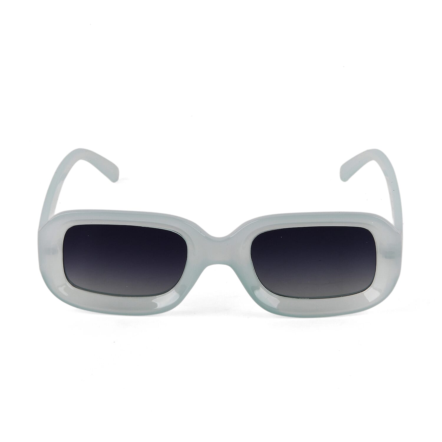 Retro Thick-Frame UV400 Protective Light Cyan Rectangle Sunglasses