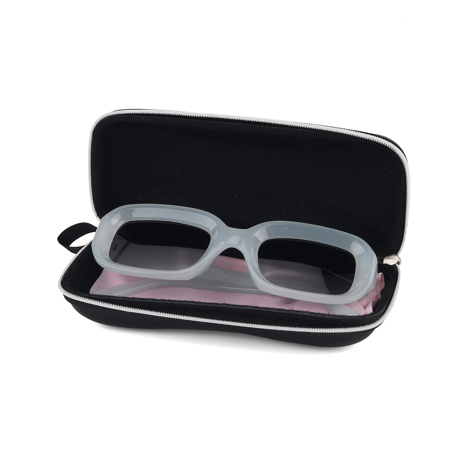 Retro Thick-Frame UV400 Protective Light Cyan Rectangle Sunglasses