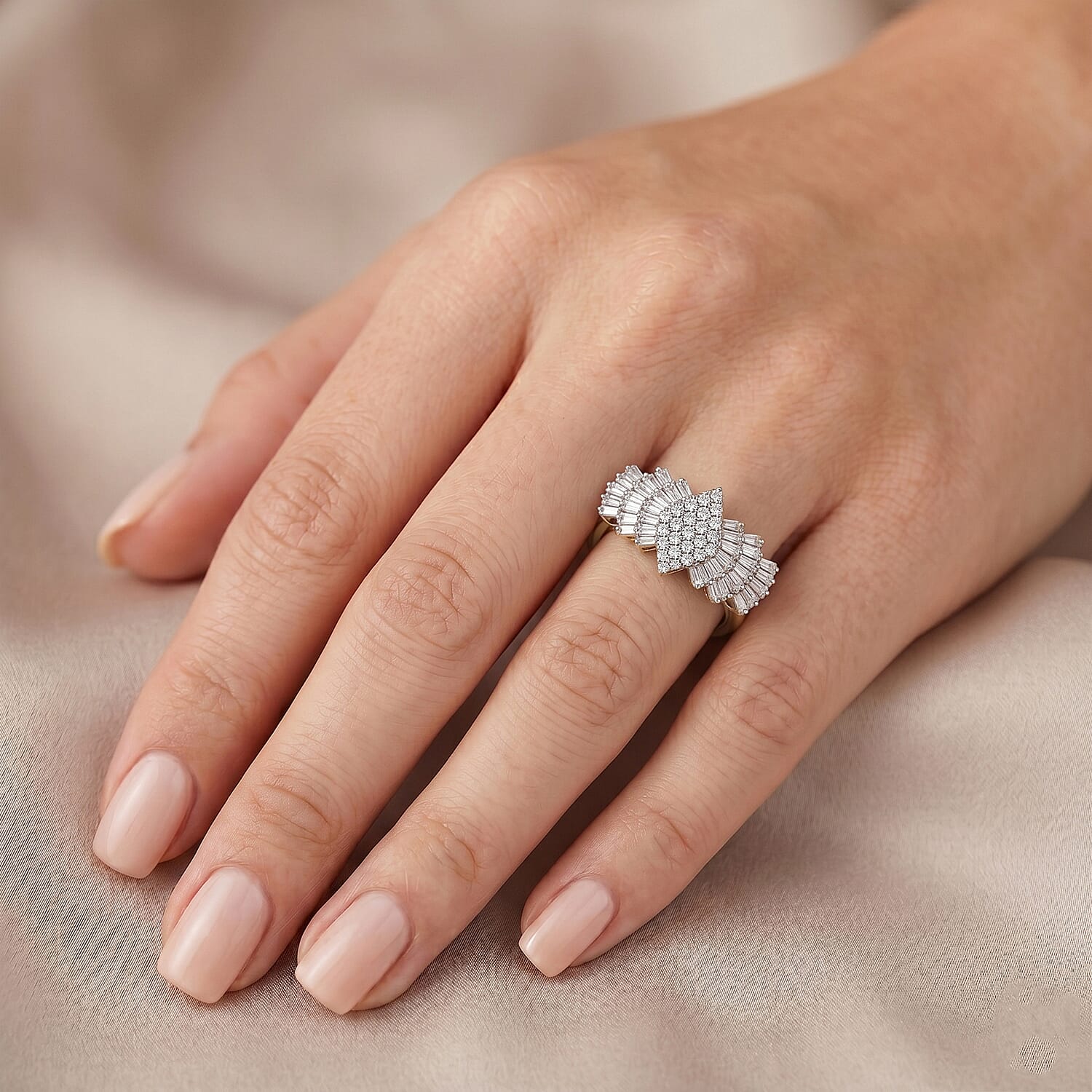 Luxuriant - Lab Grown Diamond (SI) Ballerina Ring in 18K Vermeil Yellow Gold Plated Sterling Silver 2.00 Ct.