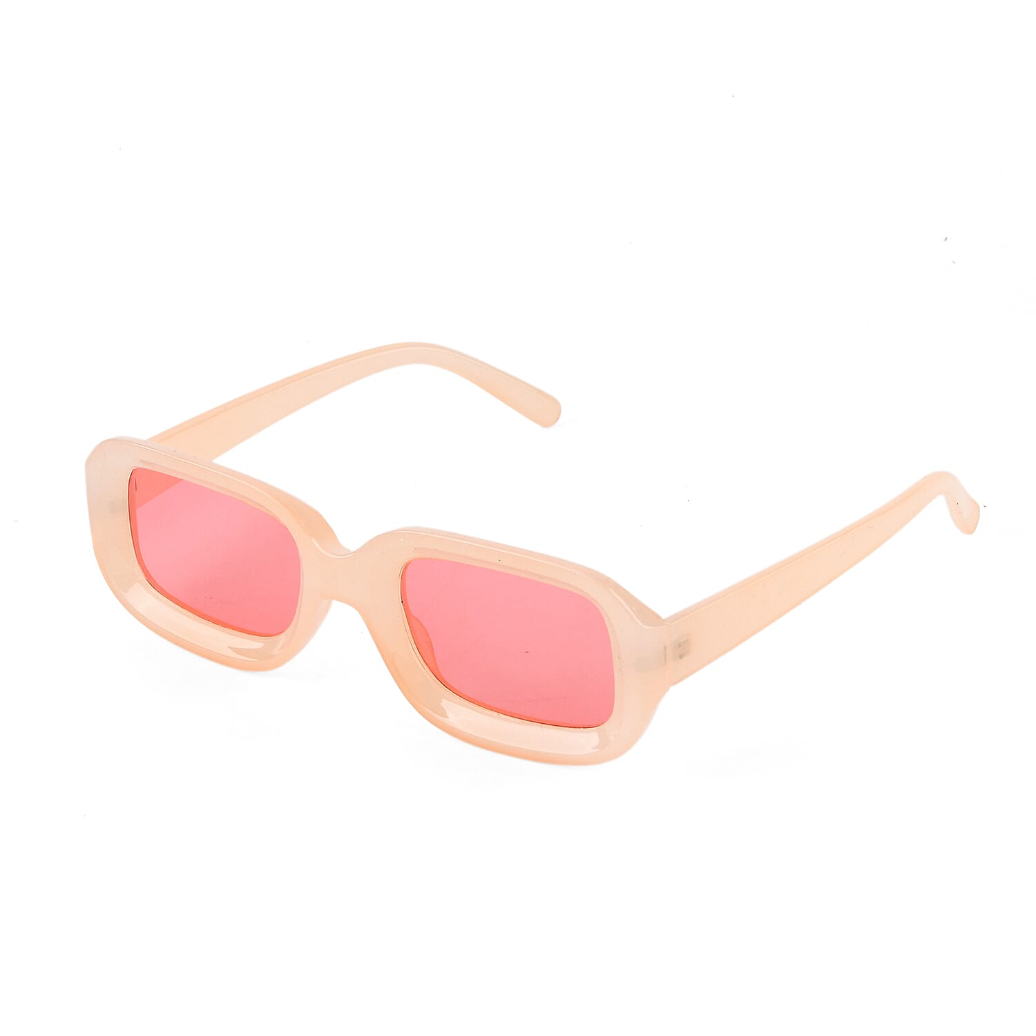 Retro Thick-Frame UV400 Protective Light Peach Rectangle Sunglasses