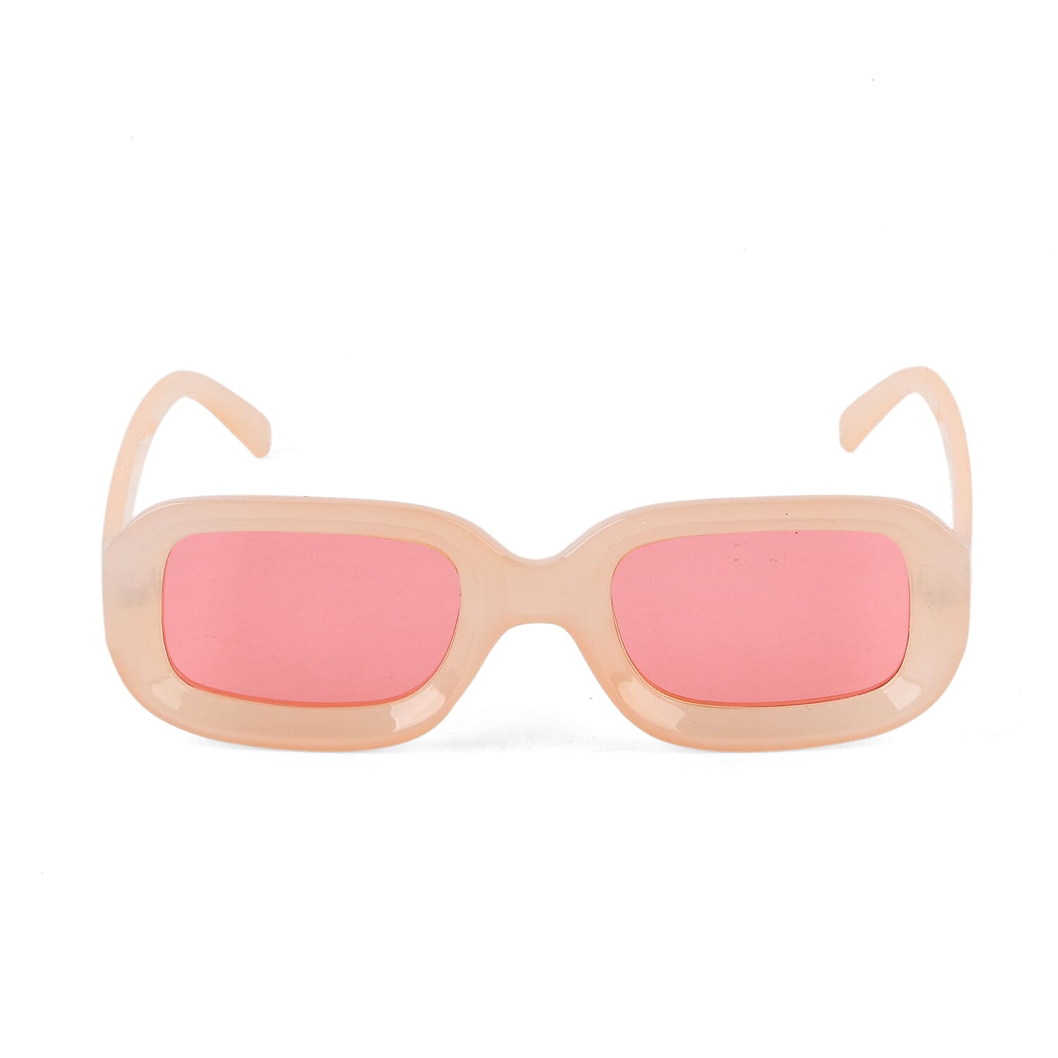Retro Thick-Frame UV400 Protective Light Peach Rectangle Sunglasses