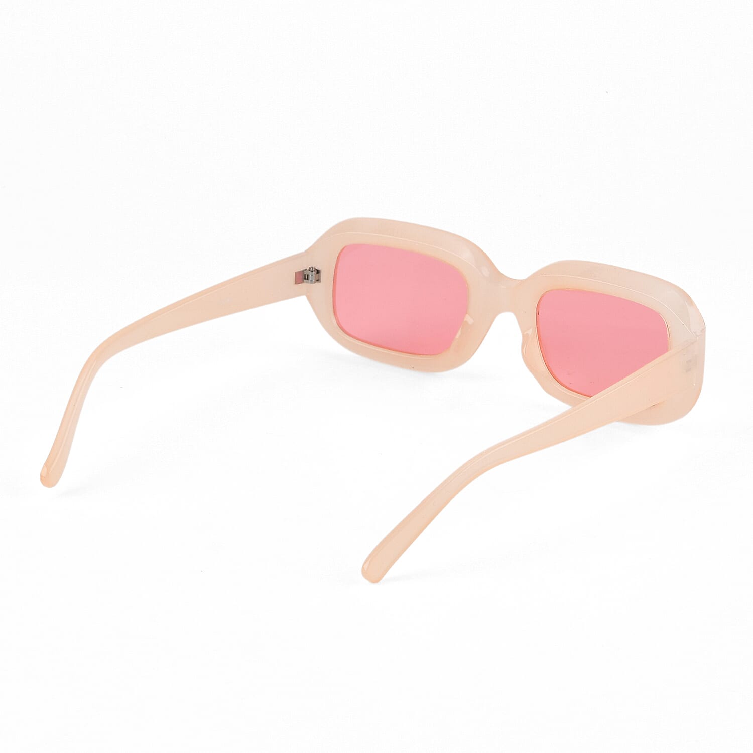 Retro Thick-Frame UV400 Protective Light Peach Rectangle Sunglasses
