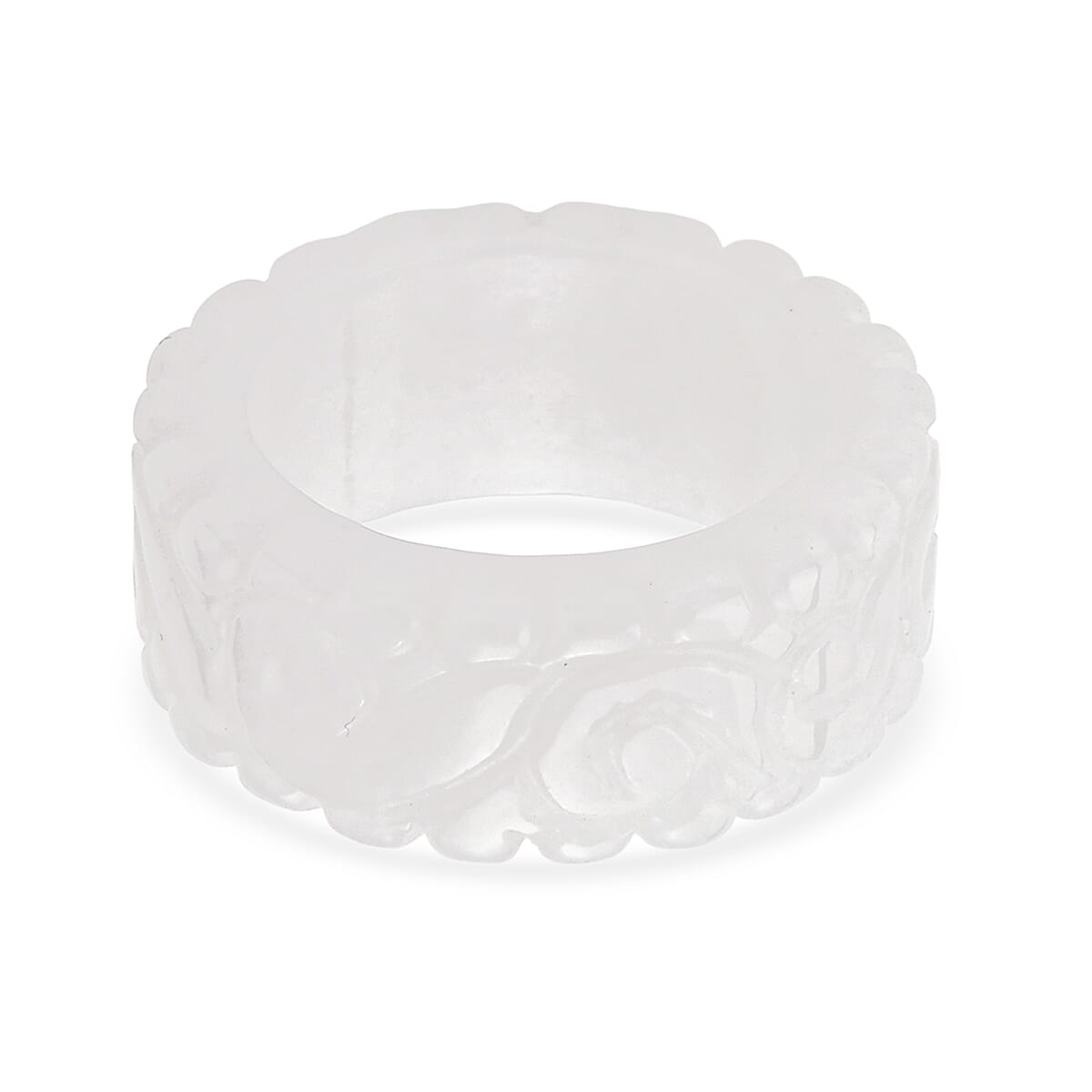 Natural White Jade Band Ring 38.00 Ct.