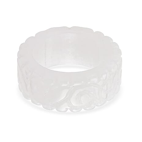Natural White Jade Band Ring 38.00 Ct.