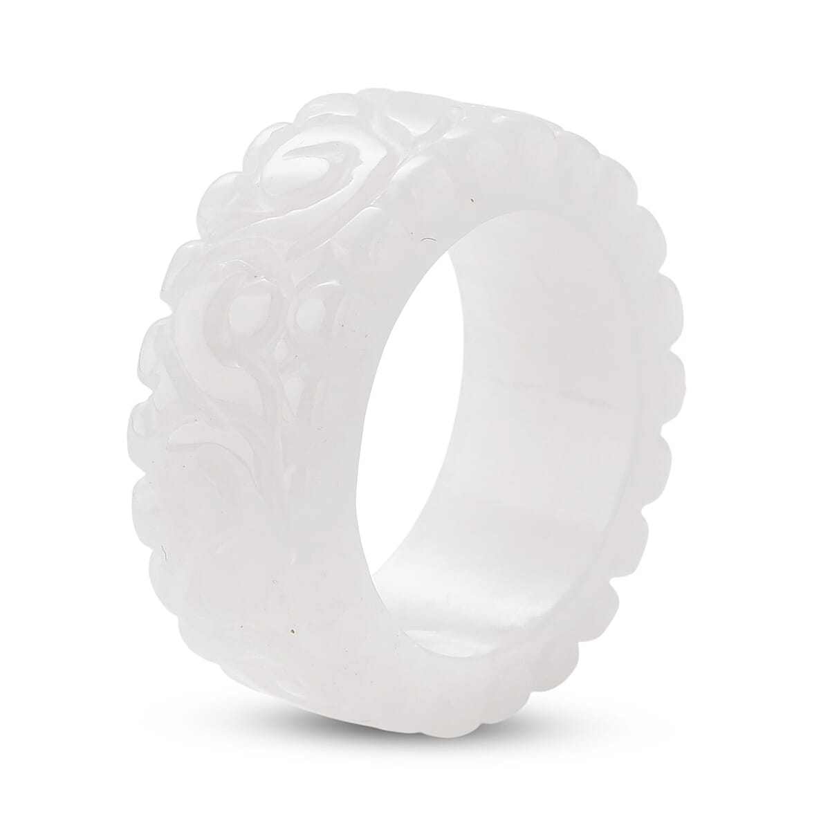 Natural White Jade Band Ring 38.00 Ct.