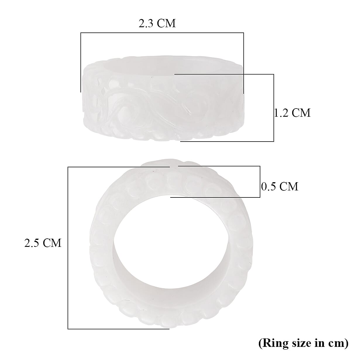 Natural White Jade Band Ring 38.00 Ct.