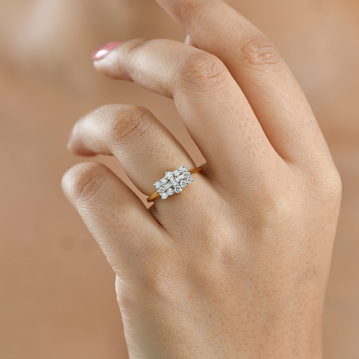 Royal Bali Collection - D'Joy Moissanite Ring in 18K Vermeil Yellow Gold Plated Sterling Silver