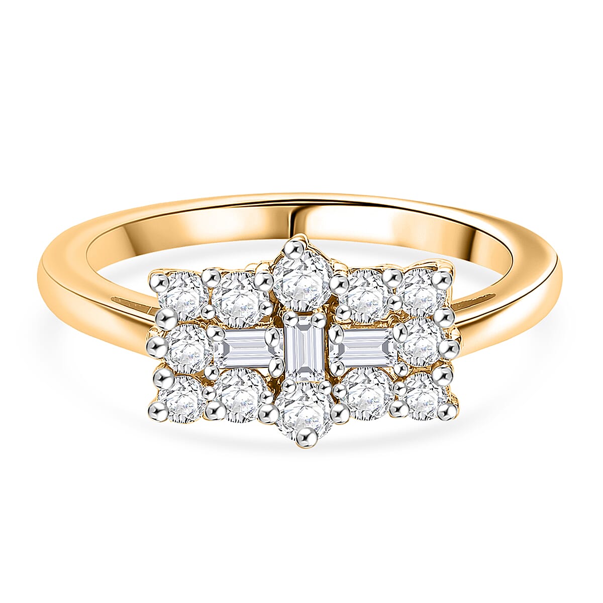 Royal Bali Collection - D'Joy Moissanite Ring in 18K Vermeil Yellow Gold Plated Sterling Silver
