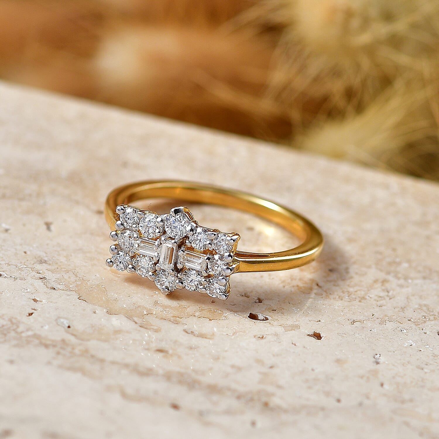 Royal Bali Collection - D'Joy Moissanite Ring in 18K Vermeil Yellow Gold Plated Sterling Silver