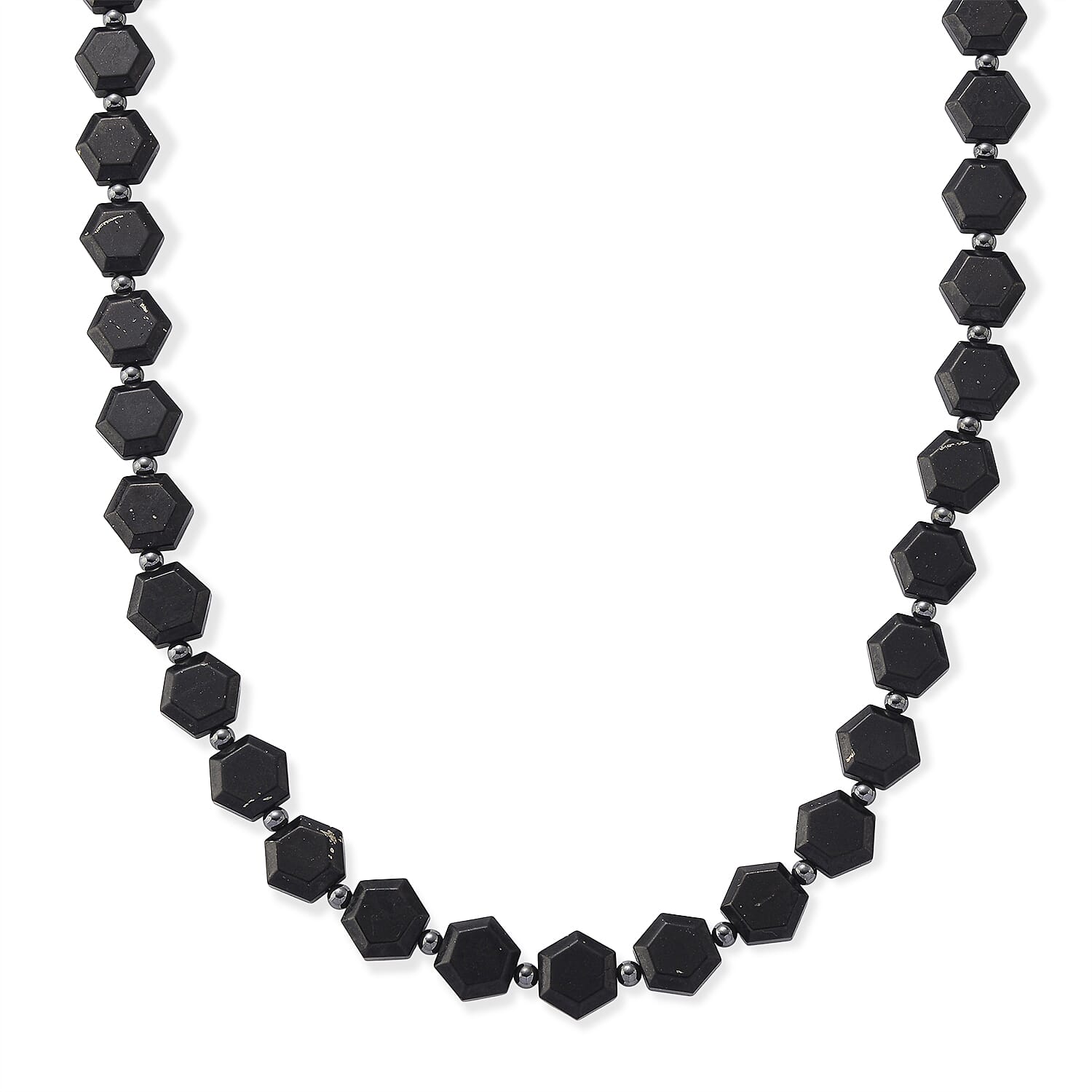 Shungite & Hematite Beads Necklace (Size - 20) with Magnetic Clasp 280.00 Ct.