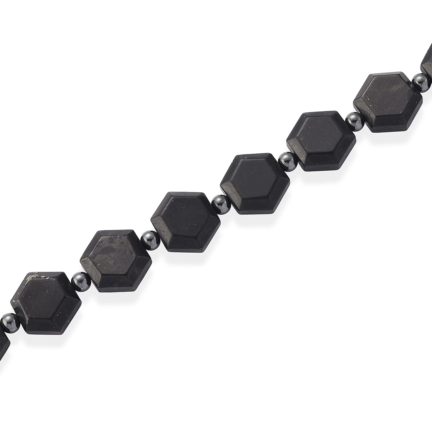 Shungite & Hematite Beads Necklace (Size - 20) with Magnetic Clasp 280.00 Ct.