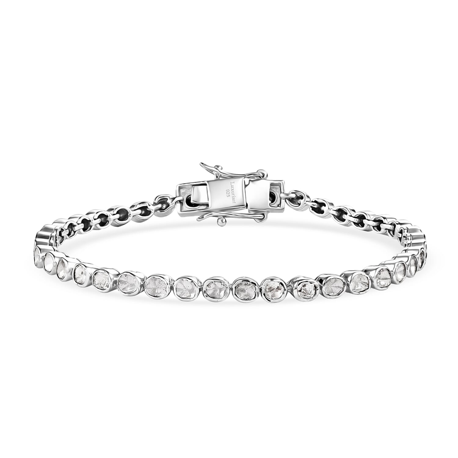 Luxuriant - Lab Grown Diamond Tennis Bracelet (Size - 7) with GB Lock Box in Rhodium Overlay Sterling Silver 2.00 Ct, Silver Wt. 10.53 Gms